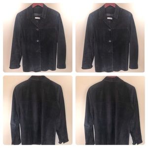 Lord and Taylor Black 100% Leather Suede Button Up Jacket Size Small Shacket